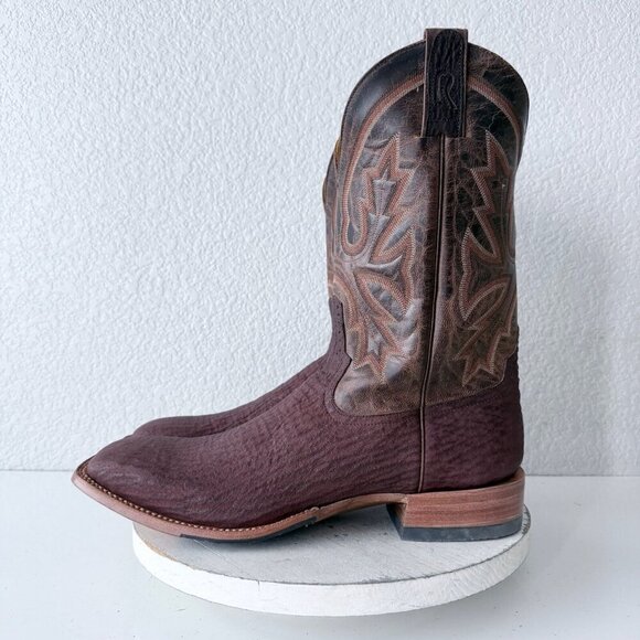 NEW Rod Patrick Mens Cowboy Boots Size 8B Brown Shark Leather Western Square Toe - Picture 6 of 12